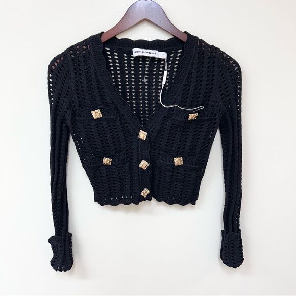 SELF-PORTRAIT Crochet knit cardigan Small - Picture 4 of 9